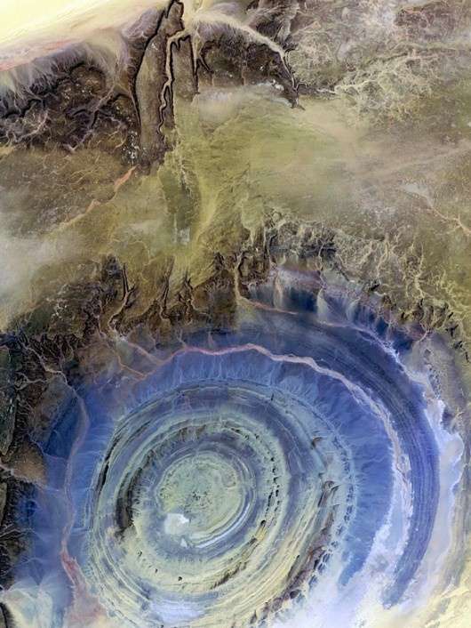 Photo:  Aerial view of the Eye of the Sahara or Guelb er Richat in Mauritania